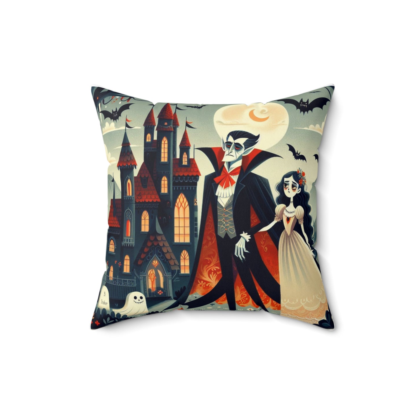 Gothic Couple Series, Dracula and Mina, Square Pillow, Library, Book Nook, Decor, Bram Stoker, Literary Pillow
