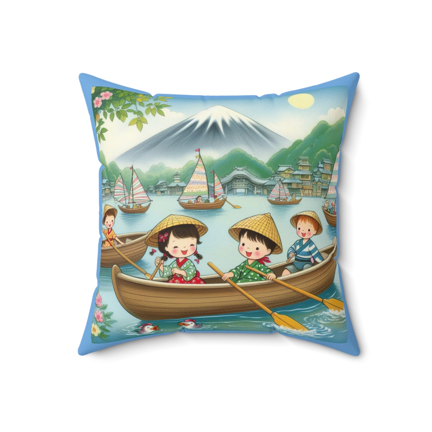 Japanese, Japan, Row Row Your Boat, Nursery Rhyme, Square Pillow, Library, Book Nook, Reading Corner, Educational