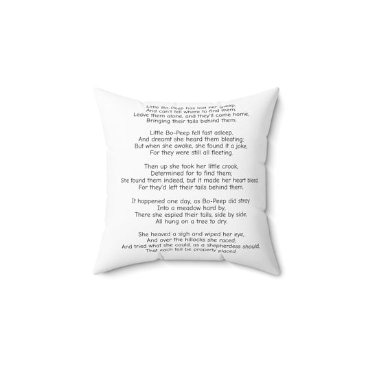 Vintage Style Nursery Rhyme Sheep Square Pillow, Book Nook Cushion for Library Decor, Little Bo Peep Gift