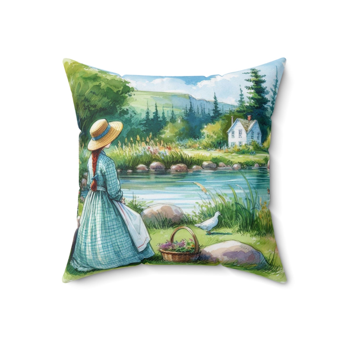 Literary Pillow, Anne of Green Gables, Spring Summer Decor, Book Nook, Library, Lucy Maud Montgomery, Lake of Shining Waters, Spun Polyester