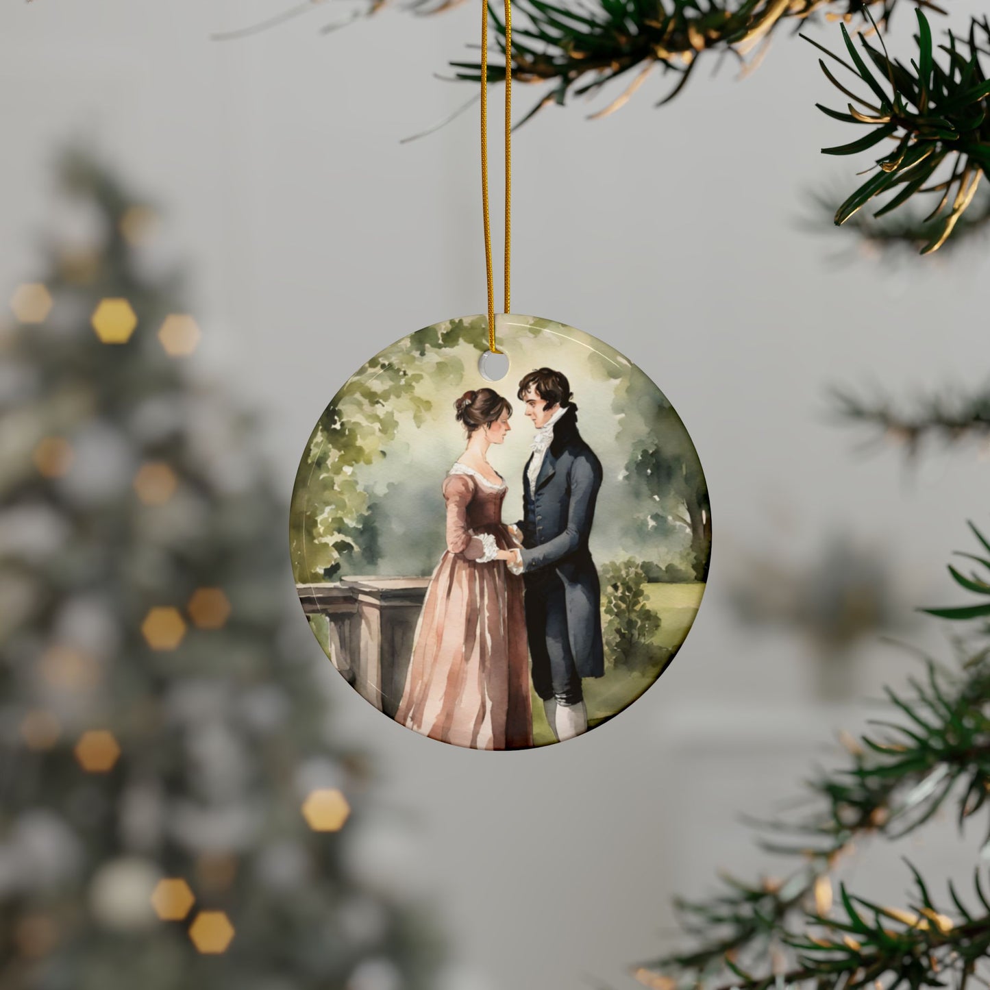Pride and Prejudice, Regency, Darcy, Elizabeth, Christmas, Holiday, Ceramic Ornament, 2-Side Print, (1pc, 3pcs, 5pcs, 10pcs)