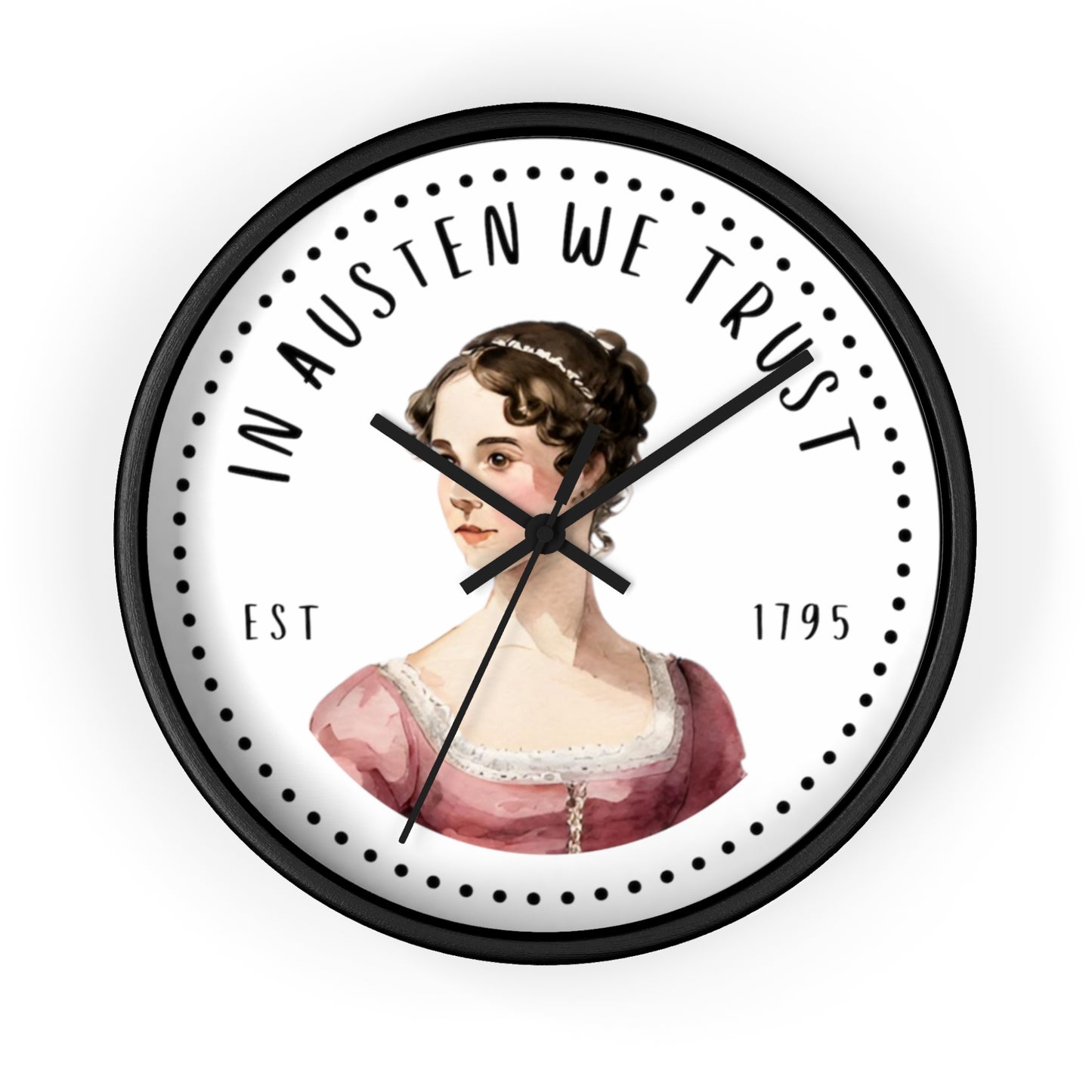Literary Themed Wall Clock - Jane Austen Inspired Décor, Gift for Book Lovers, Home Office Wall Art, Vintage Style Clock, Literary
