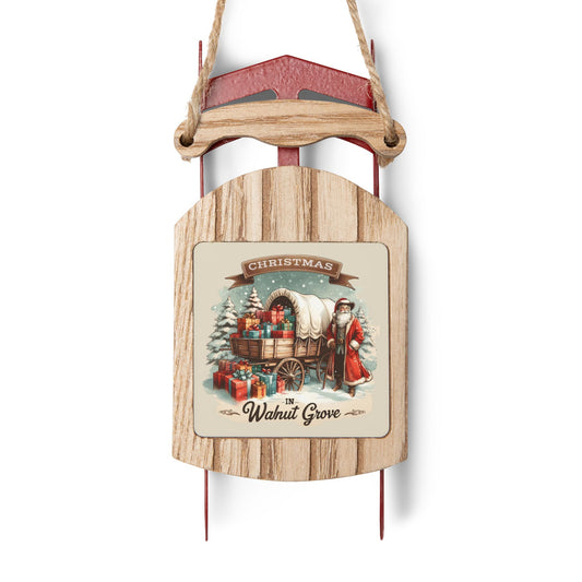 Ornament Set, Christmas Decor, Rustic Holiday Decoration, Laura Ingalls Wilder Gift, Pioneer Prairie Decor, Vintage Sled Walnut Grove