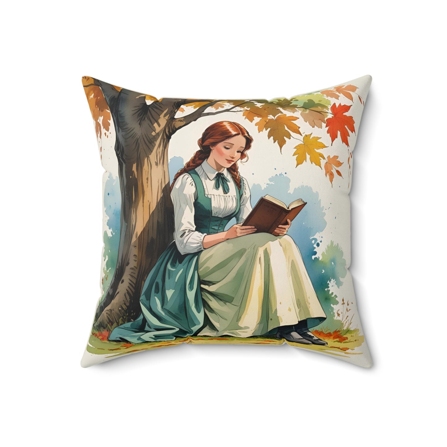 Autumn Vibes Pillow, Anne of Green Gables Fall Home Decor, Reading Nook Accent, Seasonal Cushion, Book Lover Gift, Square Pillowcase