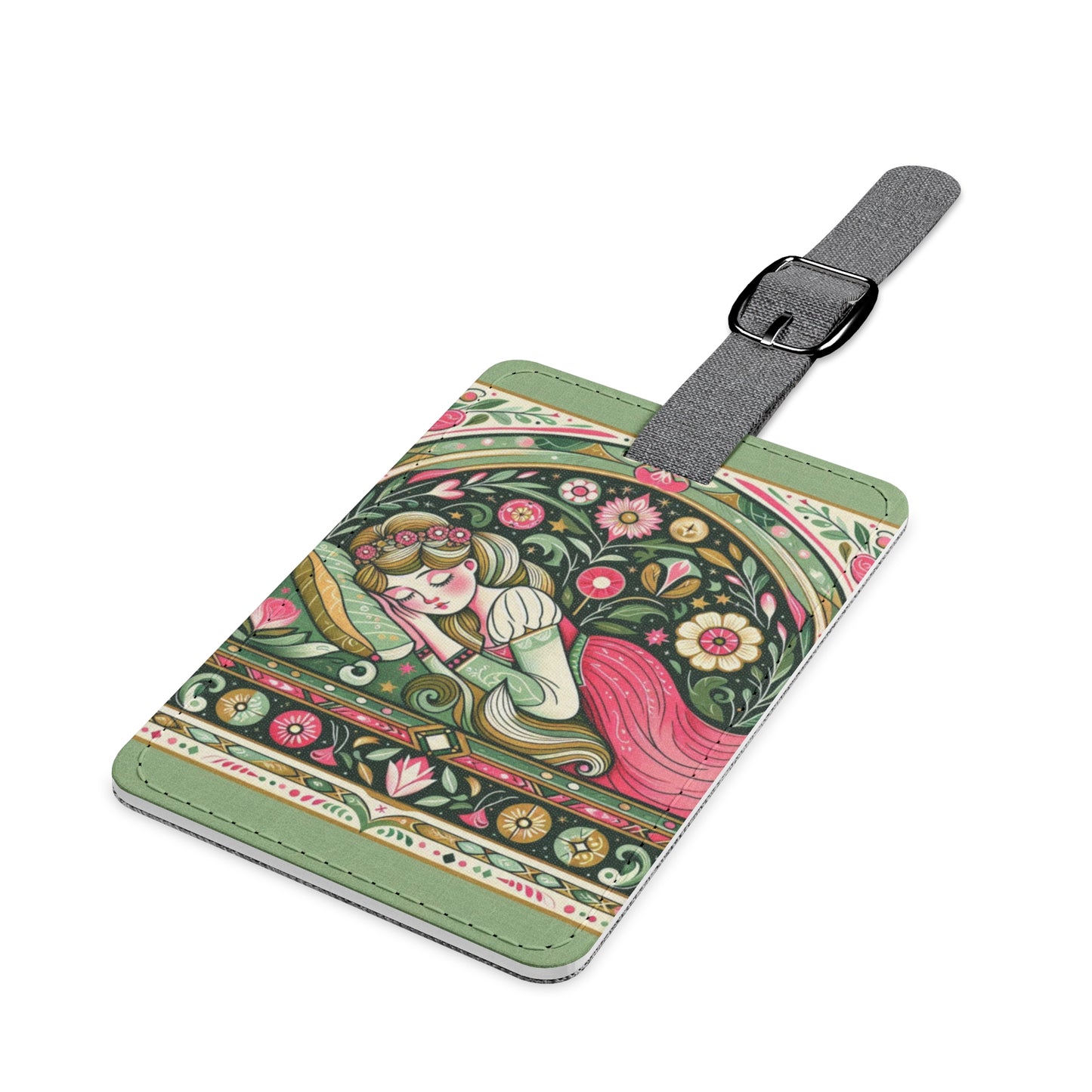 Luggage Tag, Sleeping Beauty Fairy Tale Travel Accessory, Princess Bag Tag, Adventure Gift, Baggage Identifier, Storybook Vacation Supply,
