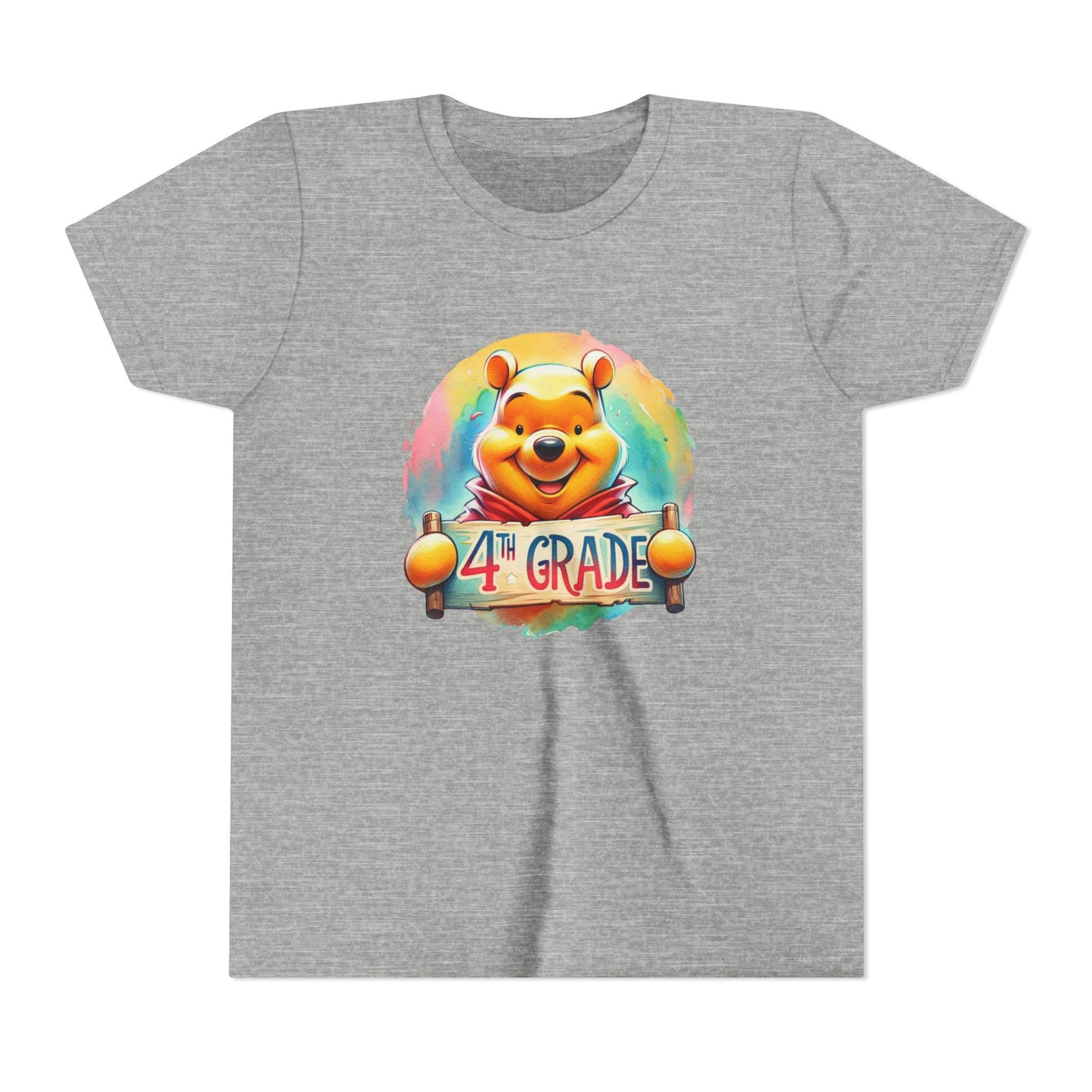Colorful Winnie the Pooh 4th Grade Short Sleeve Tee for Kids | Back to School Shirt | End of Year Gift | Student Apparel | Fun Kids Clothing