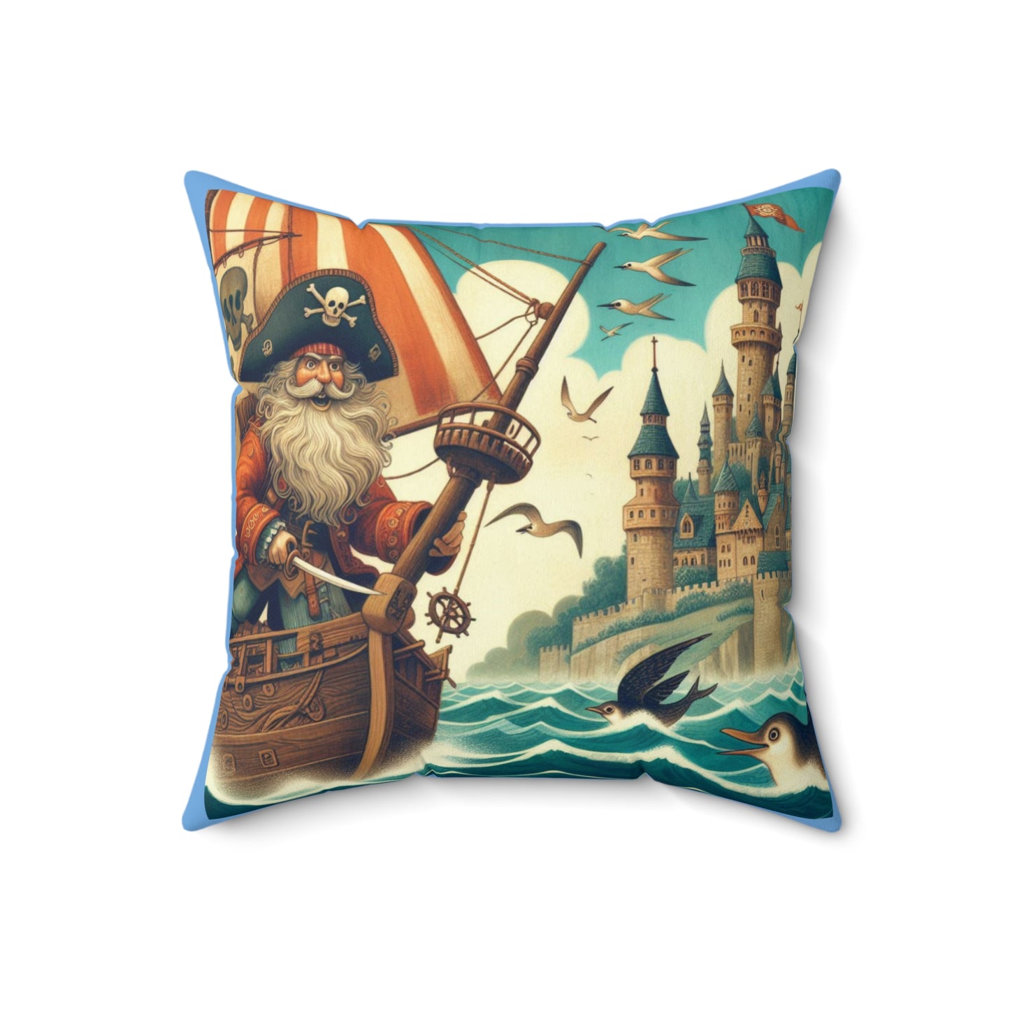 Pirate, Treasure Island, Ship, Square Pillow, Literary Pillow, Library, Book Nook, Reading Corner, Classroom, Teacher, Gift, Reader
