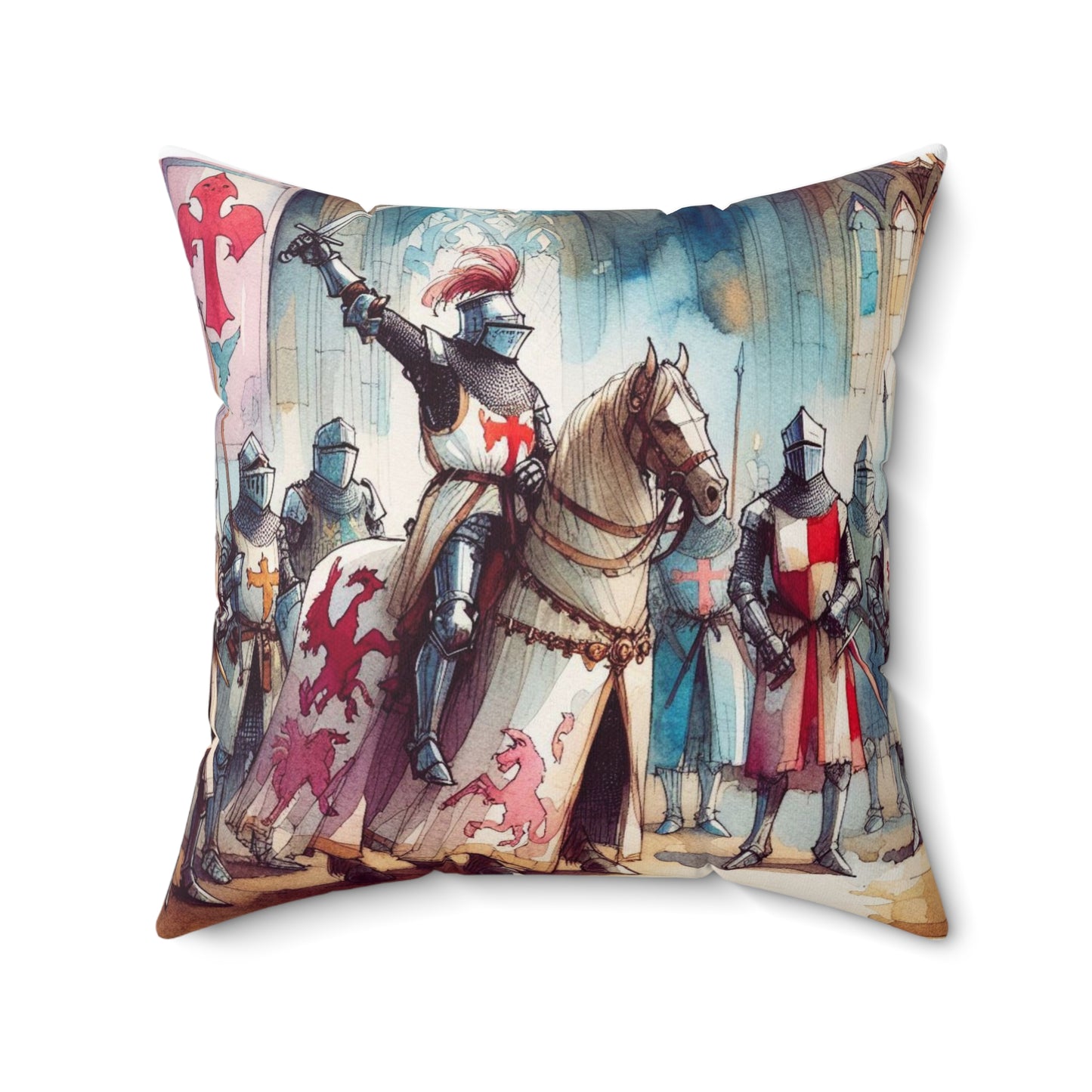 Knights of the Round Table, King Arthur, Camelot, Cushion, Decor, Library, Book Nook, Square Pillow, Gift
