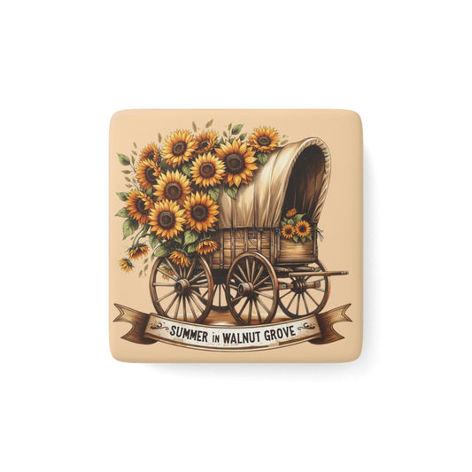Porcelain Magnet - Vintage Summer in Walnut Grove Square Kitchen Décor, Home Gift, Prairie Aesthetic, Summer Vibes, Laura Ingalls Wilder