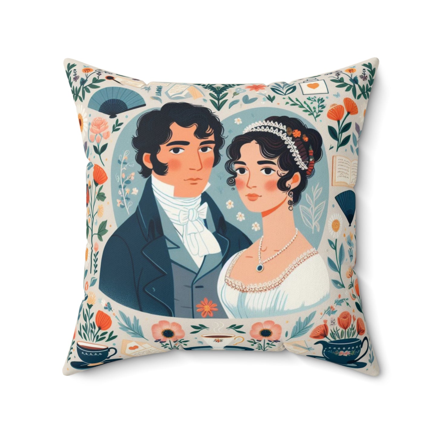 Pride and Prejudice, Jane Austen, Regency, Square Pillow
