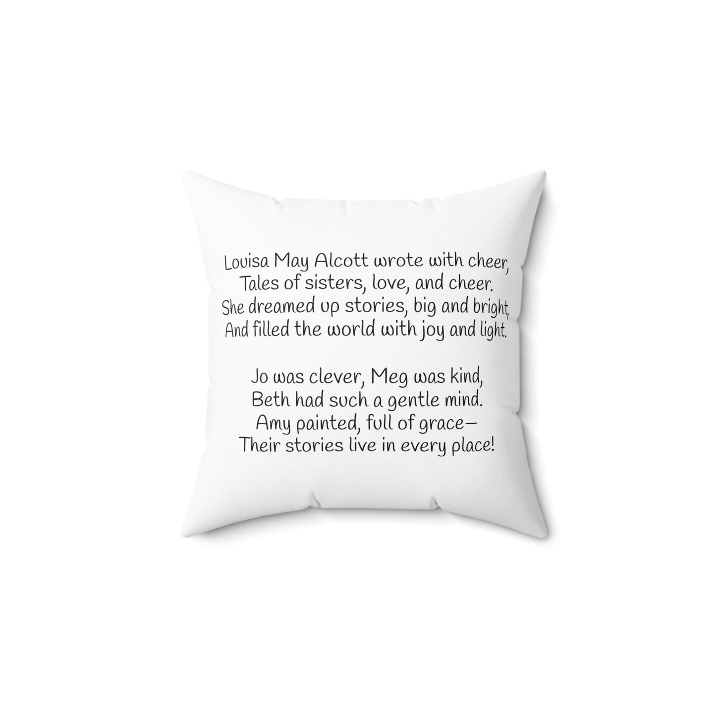 Literary Pillow, Louisa May Alcott, Little Women, Whimsical Home Decor, Book Nook, Library Cushion, Writer Gift, Spun Polyester Square