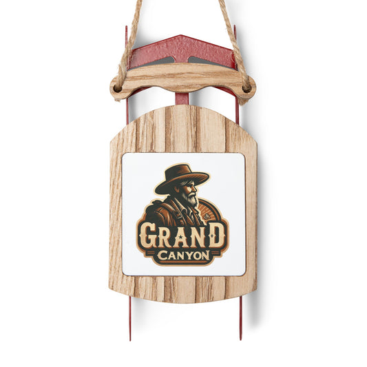 Sled Ornaments, Vintage Grand Canyon Tree Ornament, Holiday Gift, Mountain Man National Park, Christmas Decor, Antique Souvenir