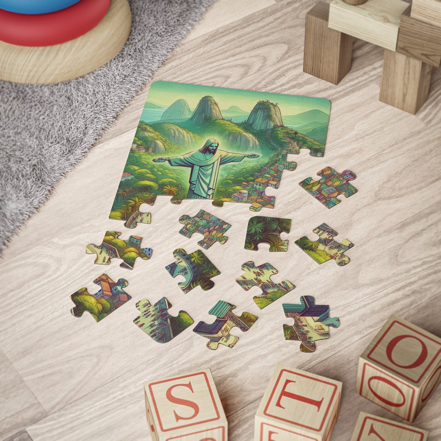Geography Educational Jigsaw Puzzle, Kids Puzzle, 30-Piece - Christ the Redeemer Statute, Brazil, Rio de Janeiro