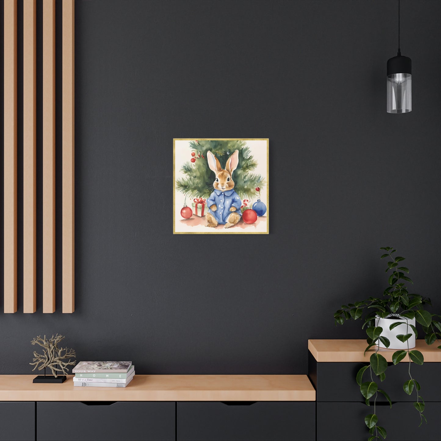Peter Rabbit Christmas Canvas Print, Beatrix Potter Nursery Decor, Holiday Wall Art, Matte Stretched - Gift for Kids