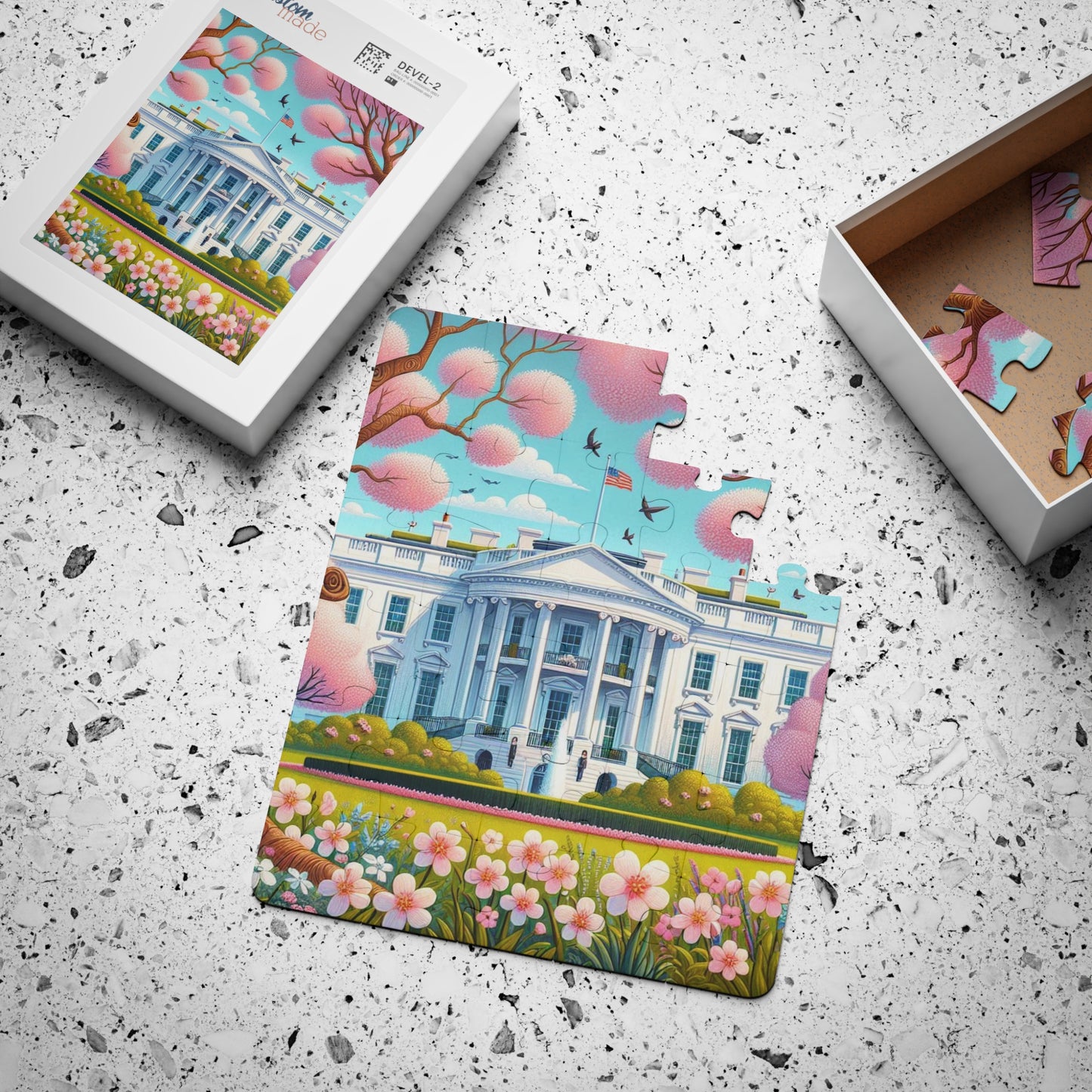 Kids' Puzzle, 30-Piece - White House Spring Geography Game Educational Gift, USA Jigsaw Puzzle Toy, Washington DC Souvenir, Learning