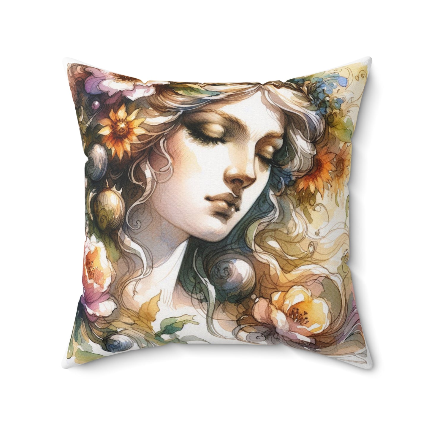 Greek Goddess Persephone Pillow, Spring, Olympian Mythology Gift, Classical Education Cushion Decor - Square Pillow, Home Decor, Throw