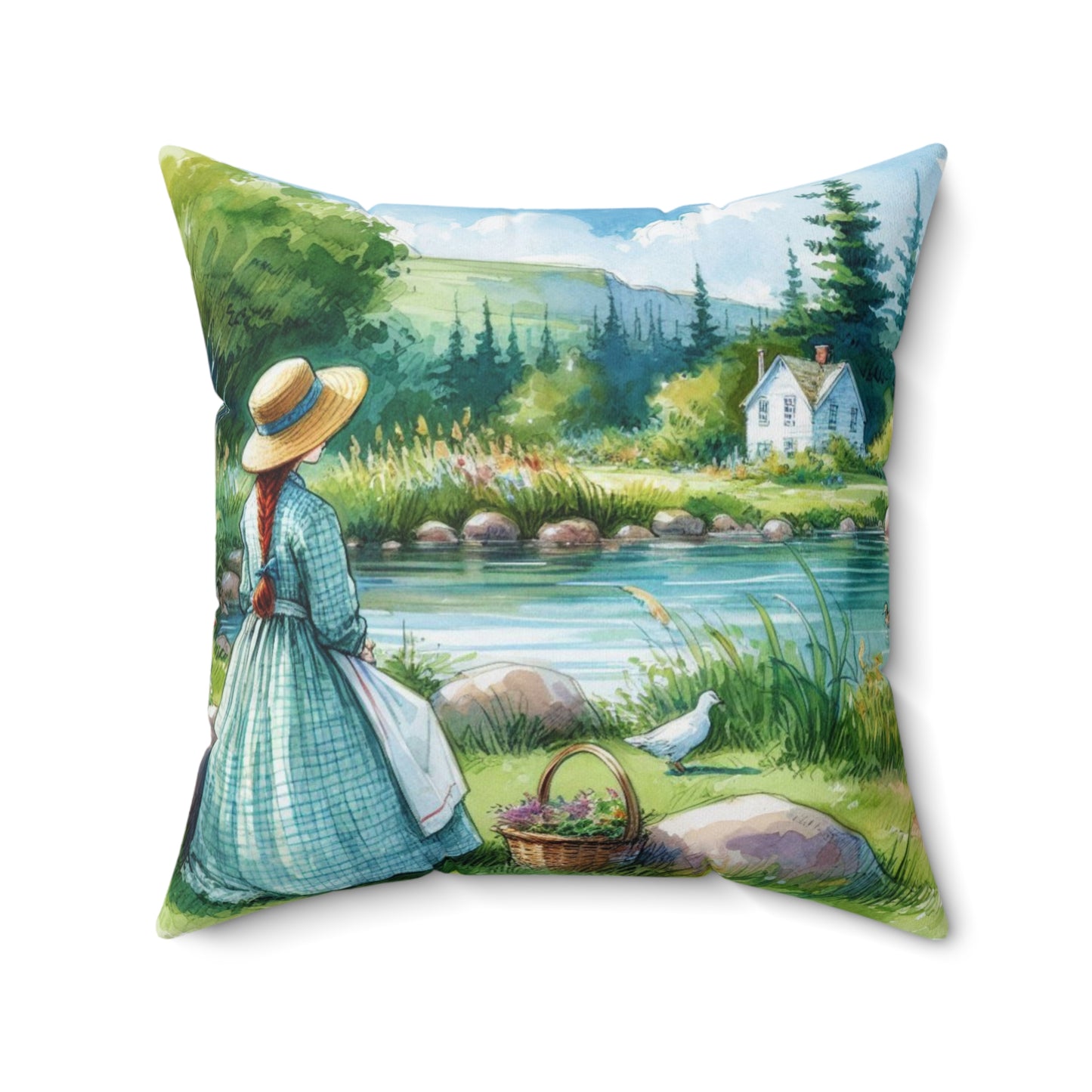 Literary Pillow, Anne of Green Gables, Spring Summer Decor, Book Nook, Library, Lucy Maud Montgomery, Lake of Shining Waters, Spun Polyester