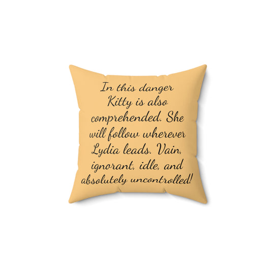 Literary Pillow, Regency Decor, Austenite Gift, Jane Austen Inspired, Kitty Bennet, Pride and Prejudice Pillow, Cushion