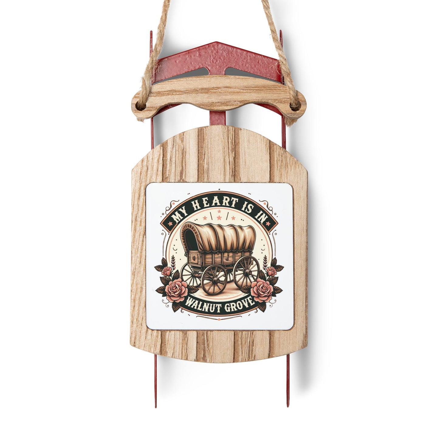 Ornaments, Laura Ingalls Wilder Christmas Tree Decor, Holiday Gift, Walnut Grove Decoration, Mini Sled Ornament