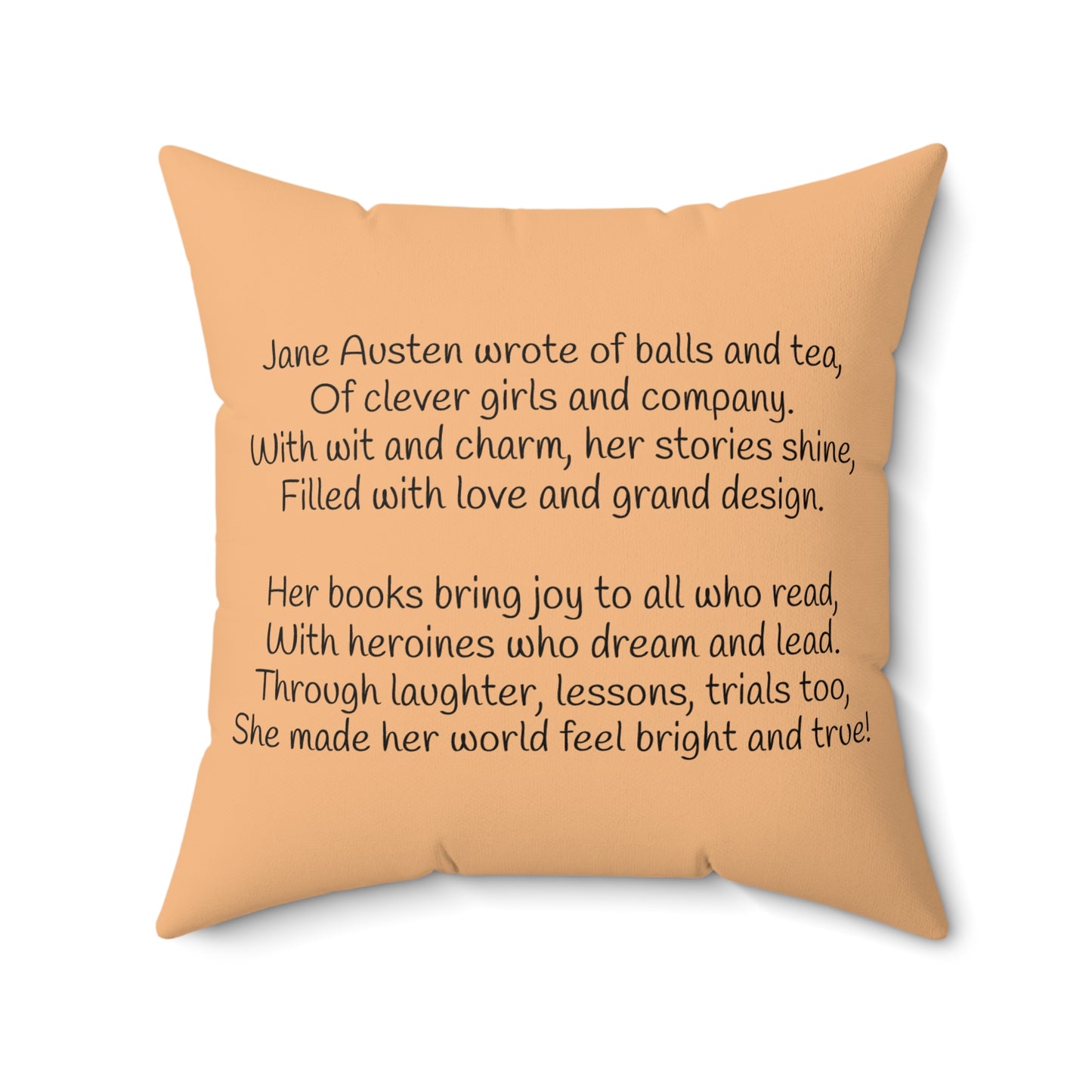 Jane Austen Regency Writer Pillow, Pride and Prejudice Book Nook Square Cushion, Kids Room Literary Decor, Library Reading Gift, Spun
