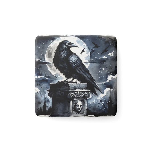 The Raven, Nevermore, Edgar Allan Poe, Gift, Porcelain Magnet, Square