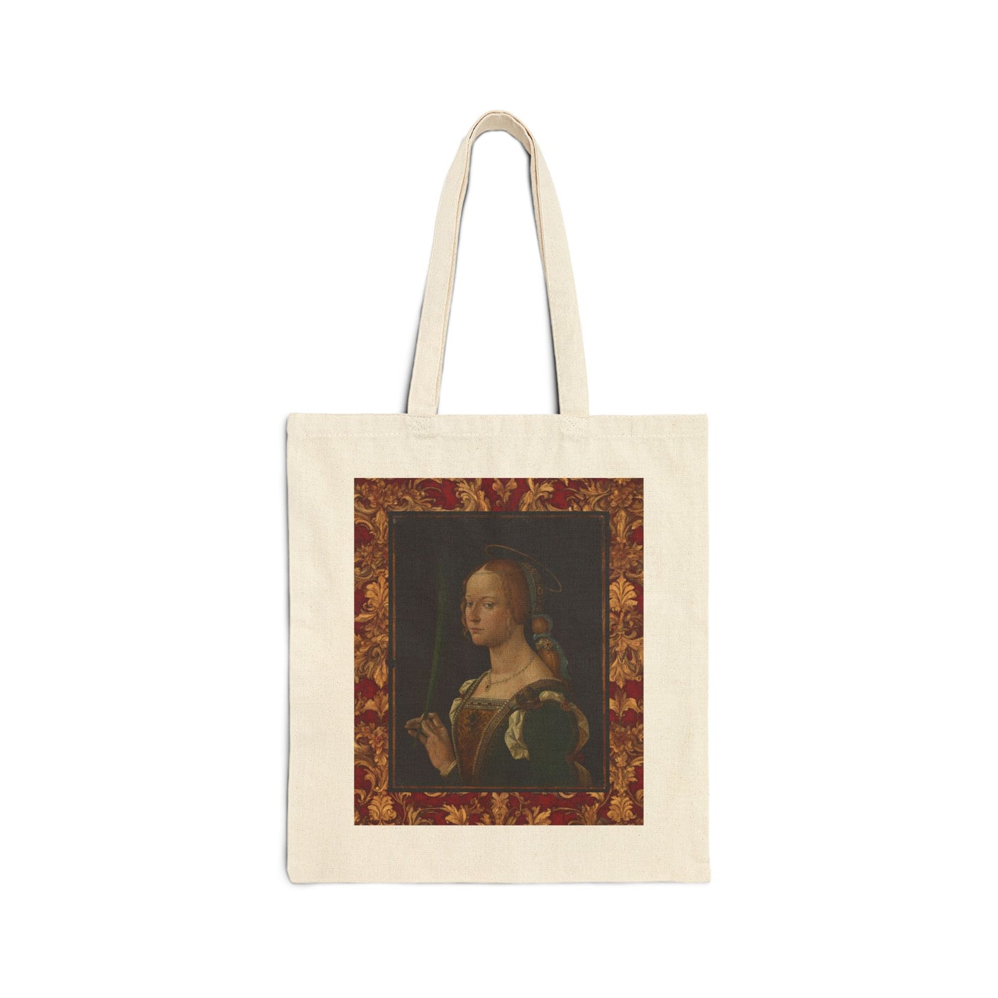 Portrait of a Woman, Saint Justina of Padua,  Art, Italian, Renaissance, Bartolomeo Montagna (Bartolomeo Cincani), Cotton Canvas Tote Bag