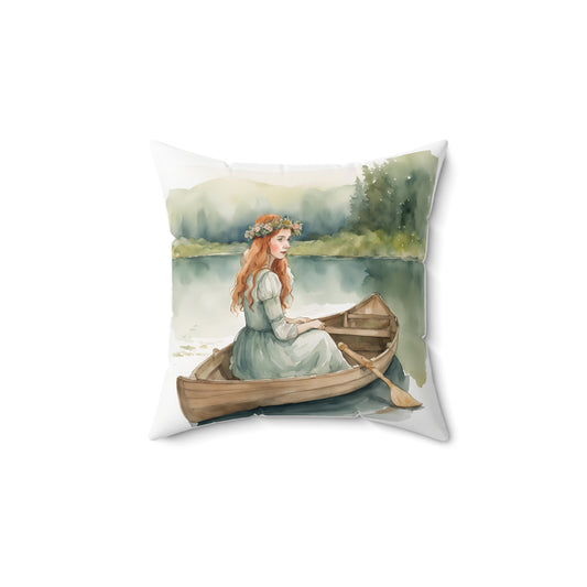 Anne of Green Gables, Lady of Shalott, Lucy Maud Montgomery, Literary Square Pillow, Gift, Alfred Lord Tennyson