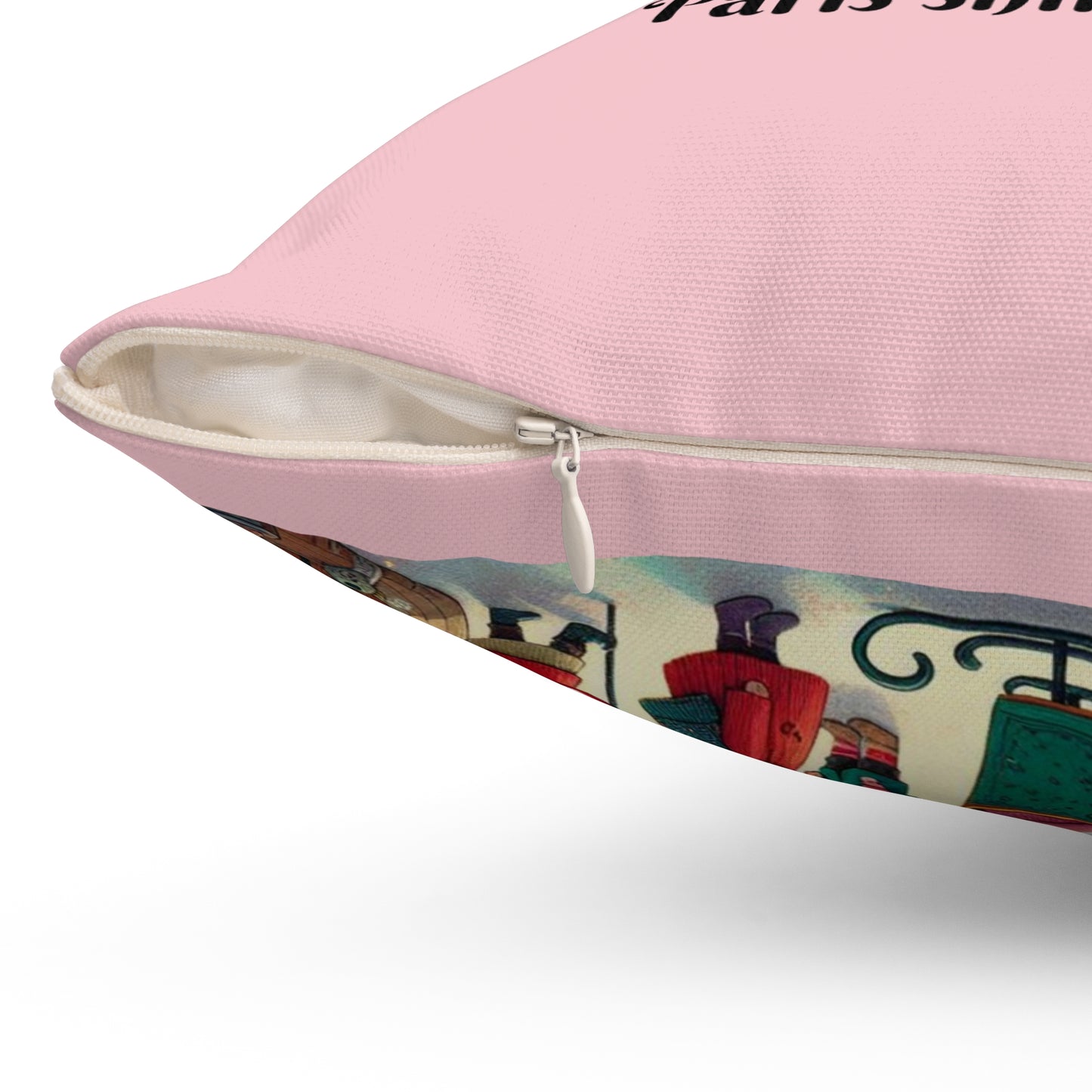 Paris Christmas France Holiday, Cushion, Decor, Book Nook, Kids, Library, Bedding, Square Pillow
