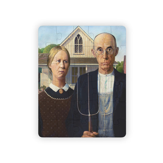 Kids, American Gothic, Grant Wood, Art, Gift, Modernism, Puzzle, 30-Piece, Educational, Classroom, Teacher, History