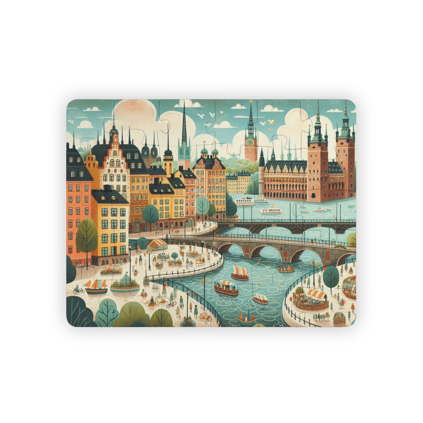Puzzle Game, Stockholm Sweden Geography Educational Gift, Kids' 30-Piece Jigsaw, Fun Learning Activity, Children's Present, Travel Theme