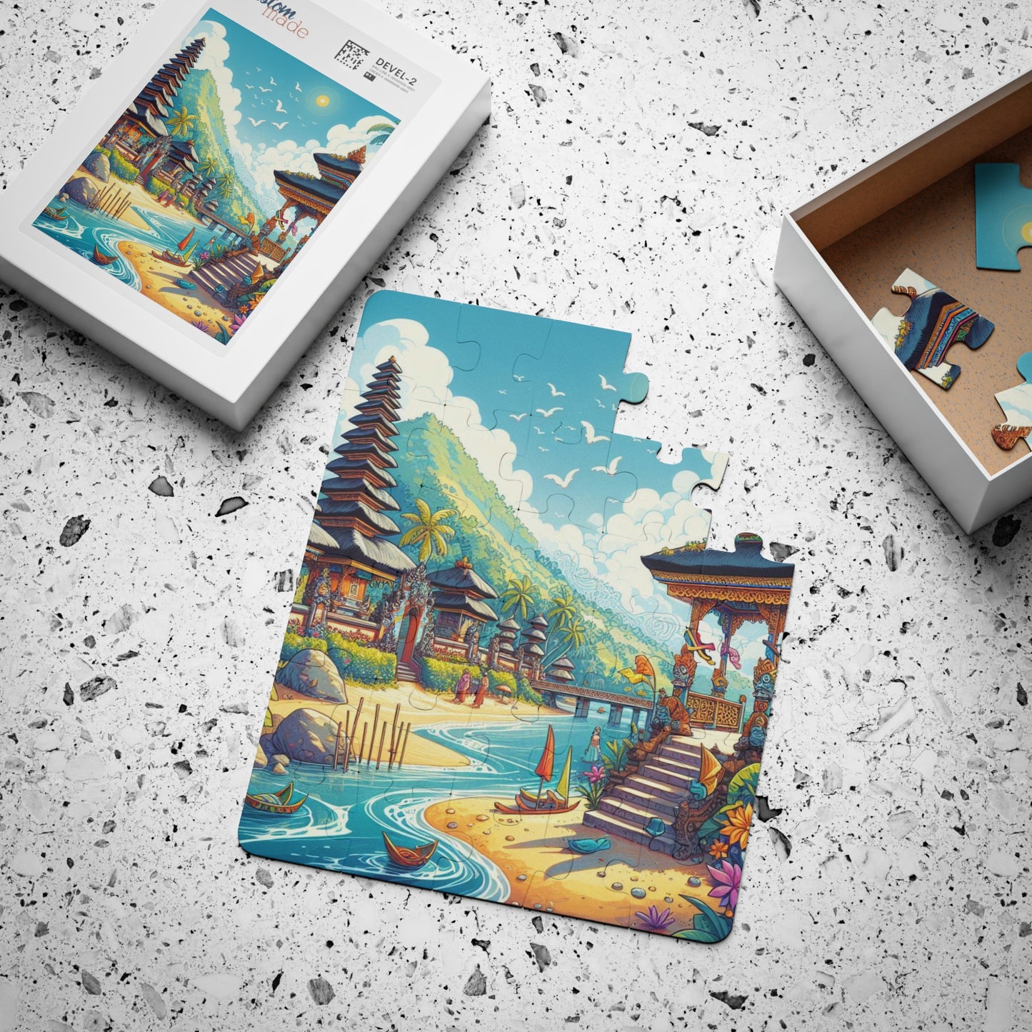 Kids' Puzzle, Bali Indonesia Geography Educational Game, Gift, 30-Piece Jigsaw Toy for Children, Travel Theme Activity, Brain Teaser, Family