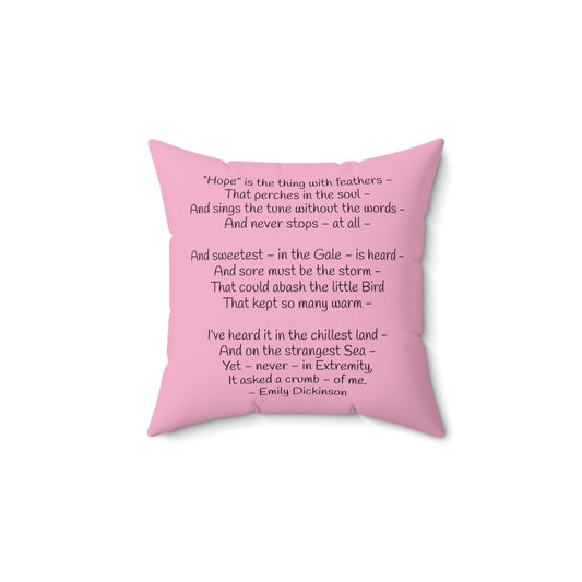 Poetry Pillow, Emily Dickinson Inspired, Hope is a Thing with Feathers, Whimsical Decor, Kids Room Accessories, Book Lover Gift, Library