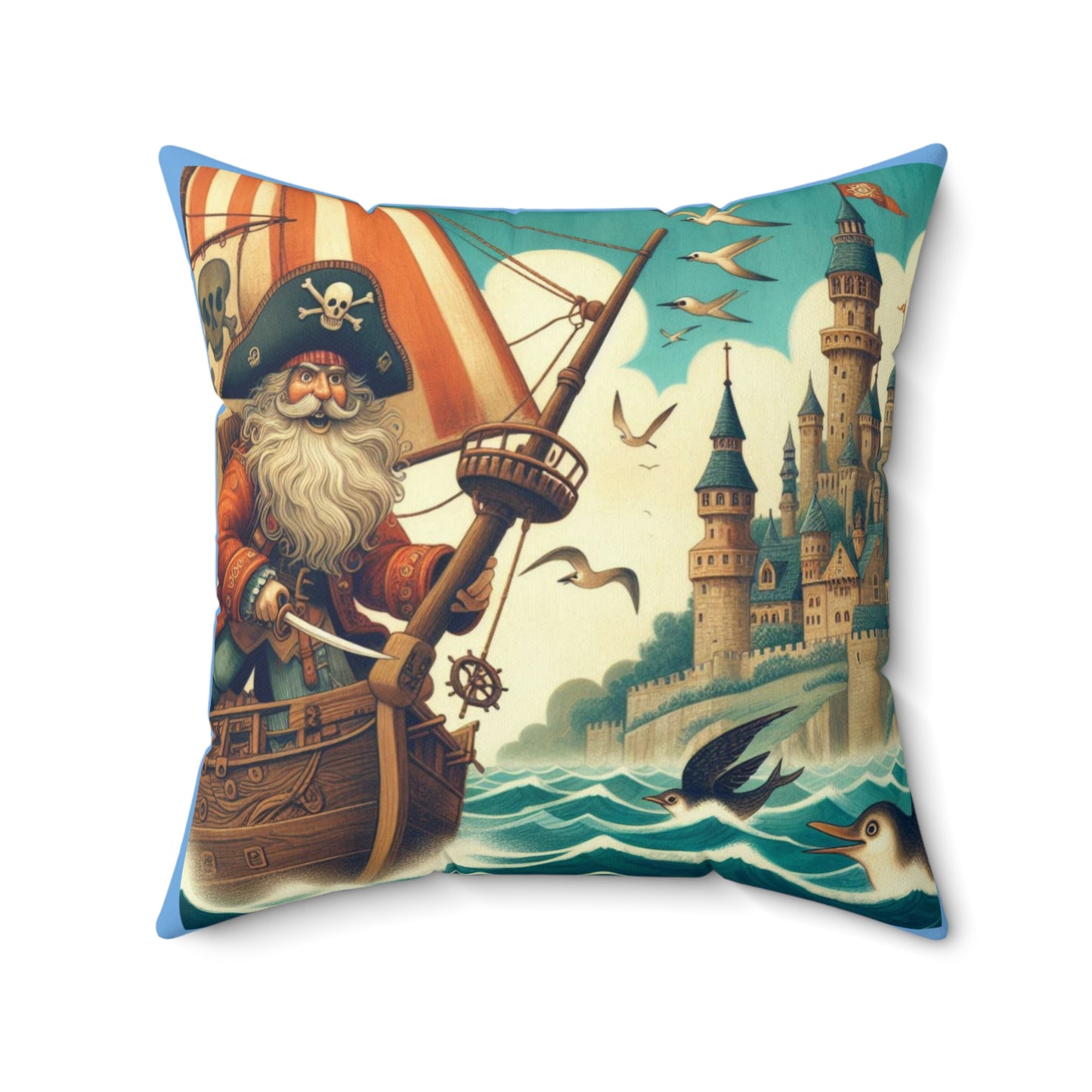 Pirate, Treasure Island, Ship, Square Pillow, Literary Pillow, Library, Book Nook, Reading Corner, Classroom, Teacher, Gift, Reader
