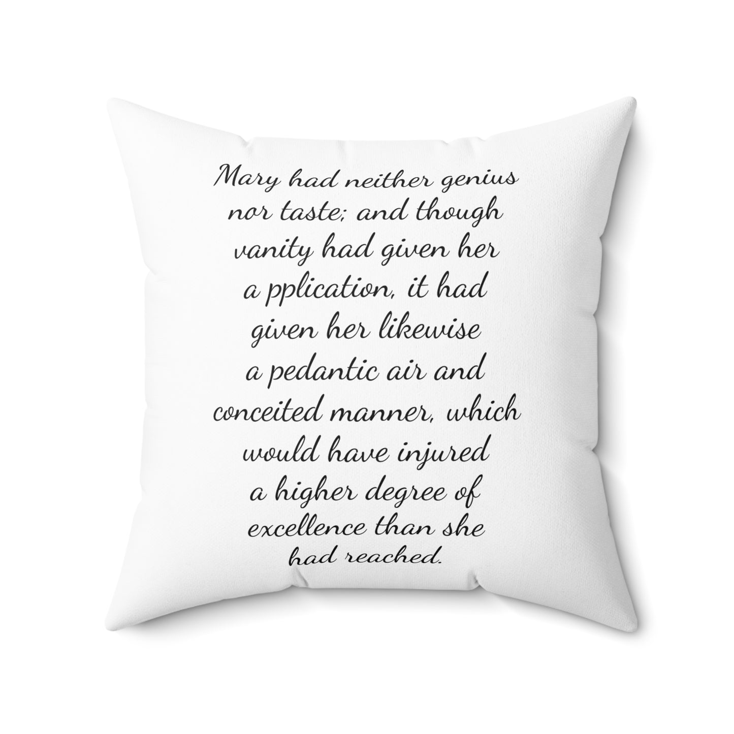 Literary Pillow, Regency Decor, Mary Bennet, Pride and Prejudice, Jane Austen Quote, Square Cushion