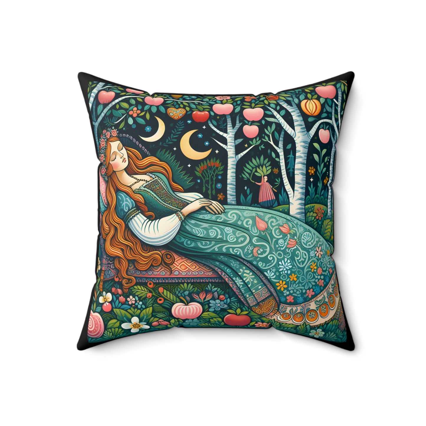 Fairytale Square Pillow, Sleeping Beauty Literature Gift, Library Decor, Literary Book Nook, Brothers Grimm Pillow, Polyester Cushion