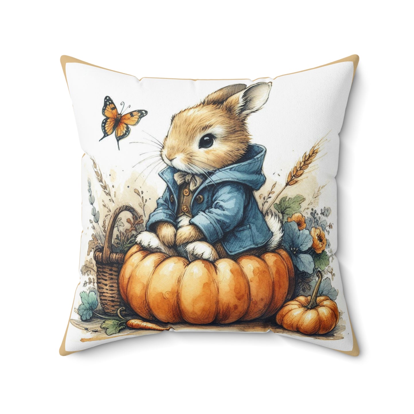 Peter Rabbit, Beatrix Potter Pumpkin Pillow | Cozy Autumn Home Decor, Cute Fall Accent, Gift for Rabbit Lovers, Seasonal Cushion, Nursery