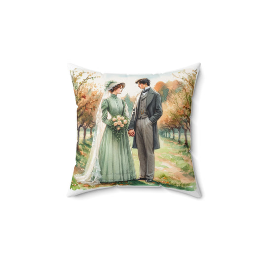 Anne Shirley & Gilbert Blythe Vintage Wedding Pillow, Romantic Home Decor, Bridal Shower Gift, Book Nook Decor, Spun Polyester Square Pillow