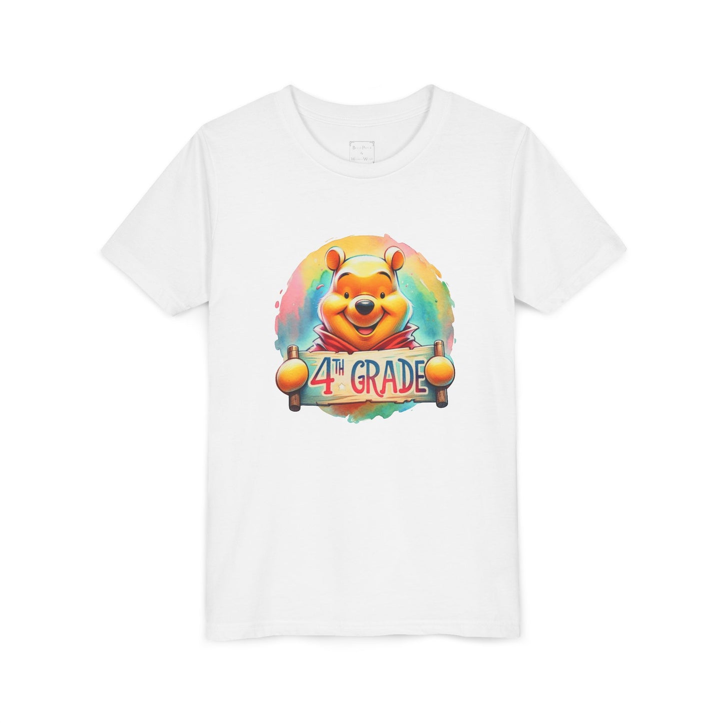 Colorful Winnie the Pooh 4th Grade Short Sleeve Tee for Kids | Back to School Shirt | End of Year Gift | Student Apparel | Fun Kids Clothing