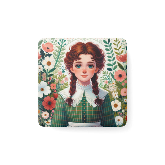Anne of Green Gables, Lucy Maud Montgomery, Porcelain Magnet, Square