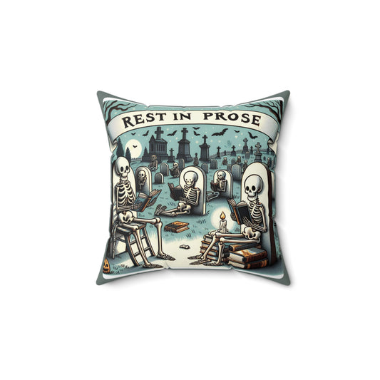 Skeletons Reading Pillow, Halloween Decor, Cozy Accent, Book Lovers Gift, Spooky Cushion, Home Decor, Spun Polyester Pillow, Square Pillow