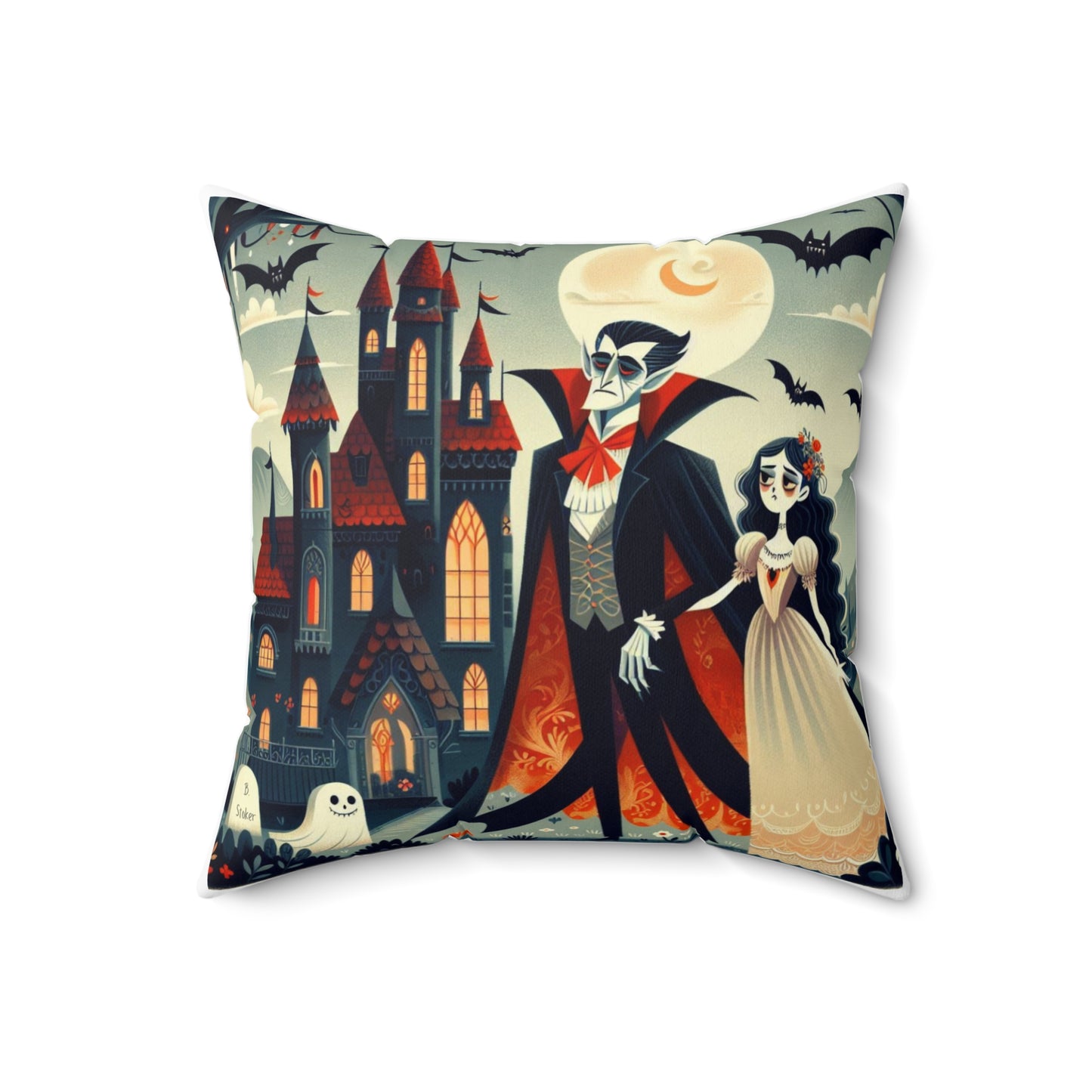 Gothic Couple Series, Dracula and Mina, Square Pillow, Library, Book Nook, Decor, Bram Stoker, Literary Pillow