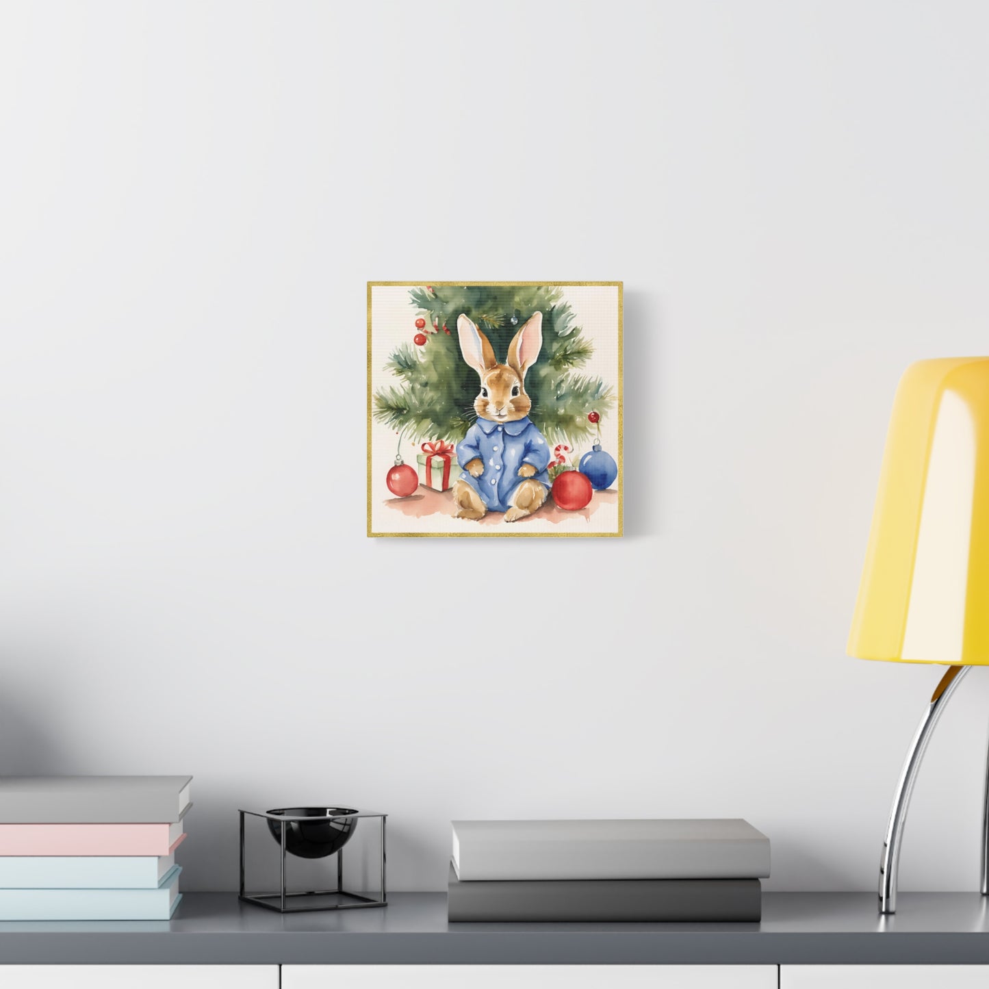 Peter Rabbit Christmas Canvas Print, Beatrix Potter Nursery Decor, Holiday Wall Art, Matte Stretched - Gift for Kids