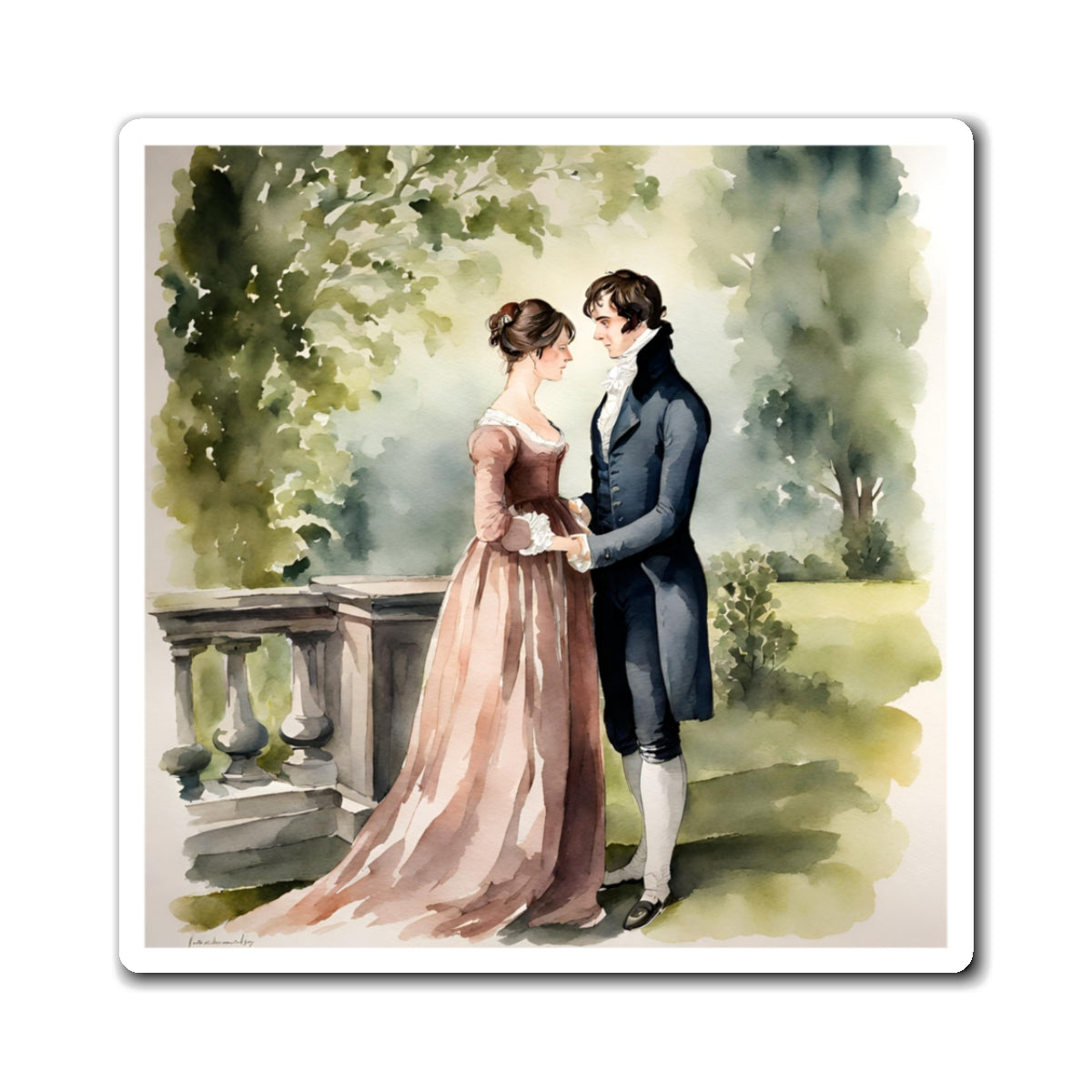 Pride and Prejudice, Darcy, Elizabeth, Jane Austen, Pemberley, Watercolor Magnet