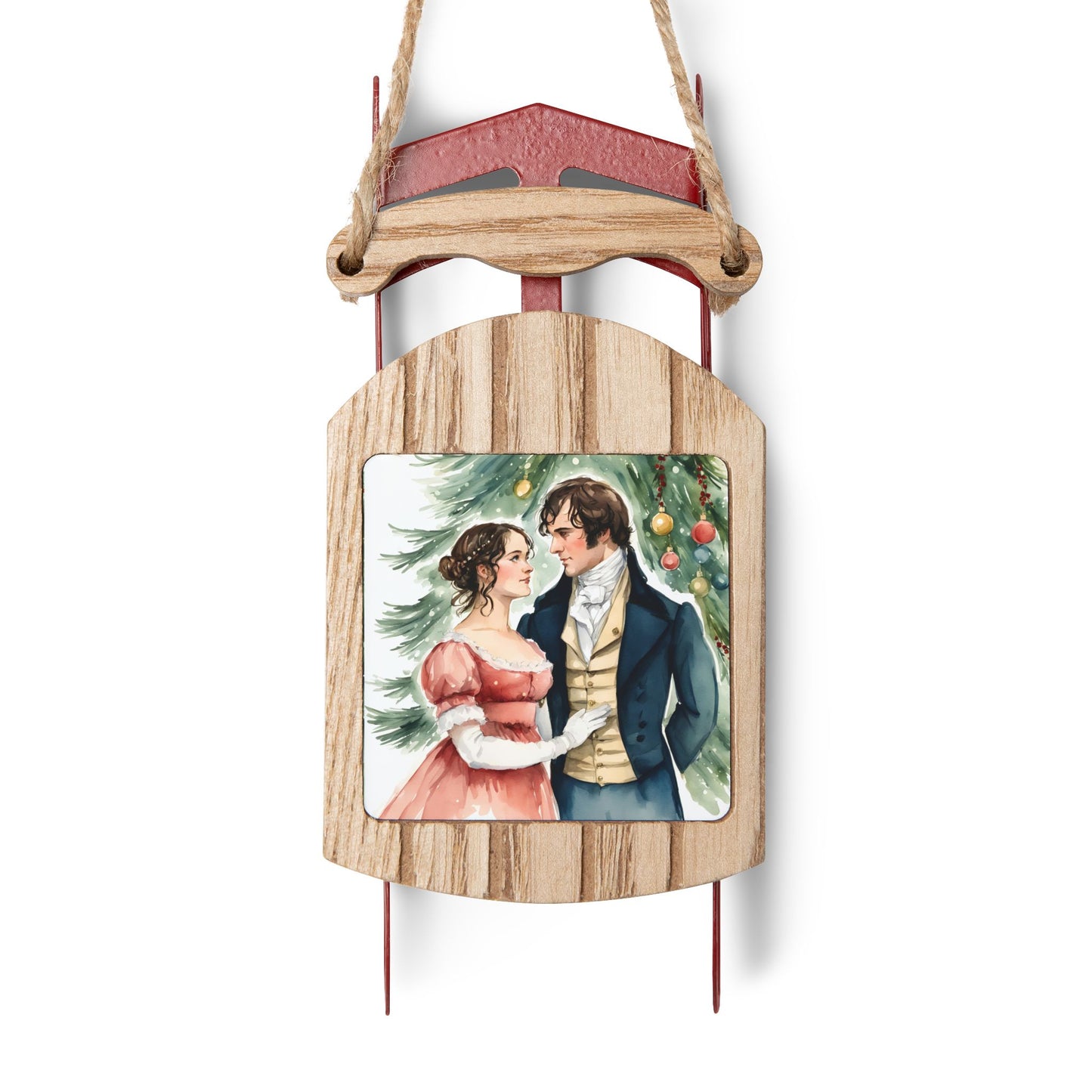 Jane Austen, Pride and Prejudice, Regency, Sled, Ornament, Gift, Stocking Stuffer, Christmas, Holiday, Literary Ornament