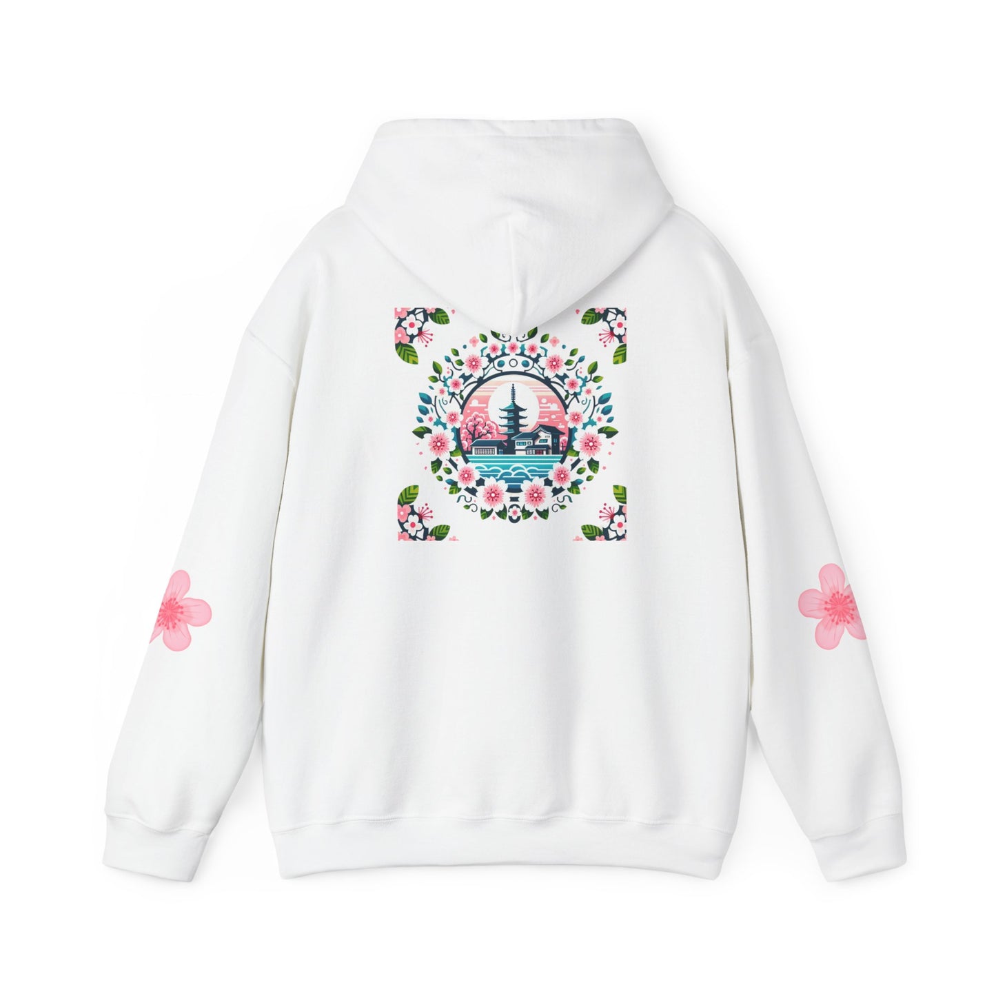 Sakura Cherry Blossom Japan Spring Hooded Sweatshirt - Asian Design Clothing, Unisex Hoodie for Nature Lovers, Japanese Flower Pullover,