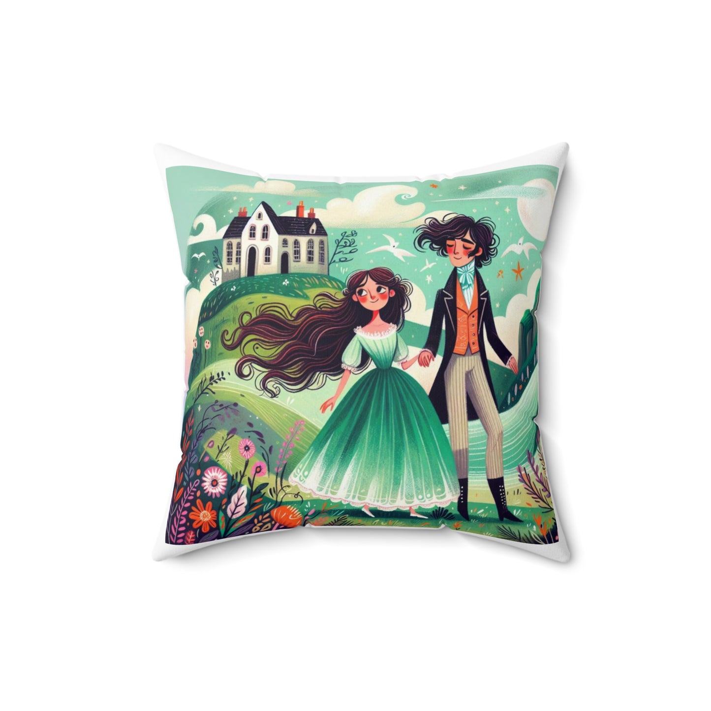 Gothic Couple Series, Wuthering Heights, Heathcliff and Cathy, Charlotte Bronte, Literary Pillow, Square Pillow, Book Nook, Library, Decor