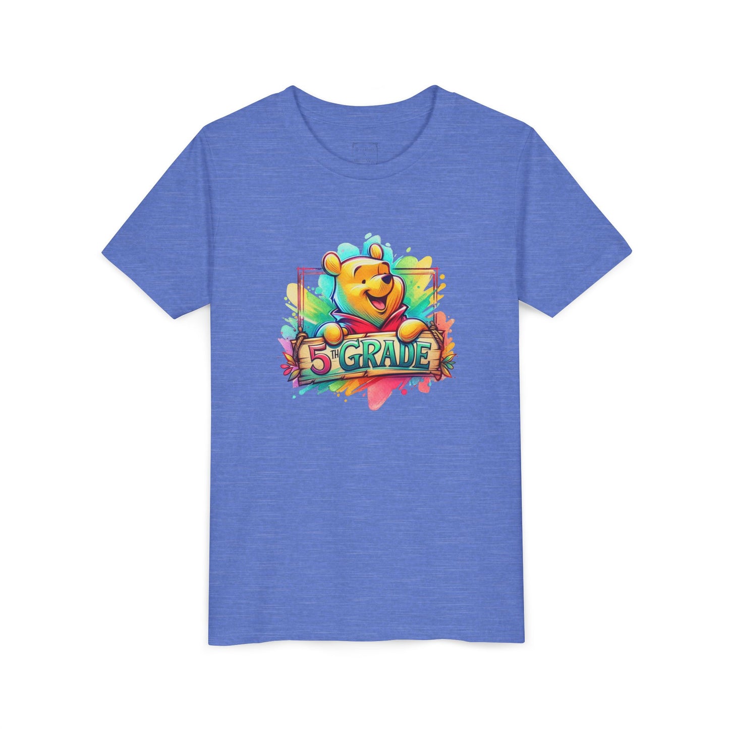 Colorful Kids Tee with 5th Grade Winnie the Pooh Bear Design | Youth T-Shirt | Back to School T-Shirt