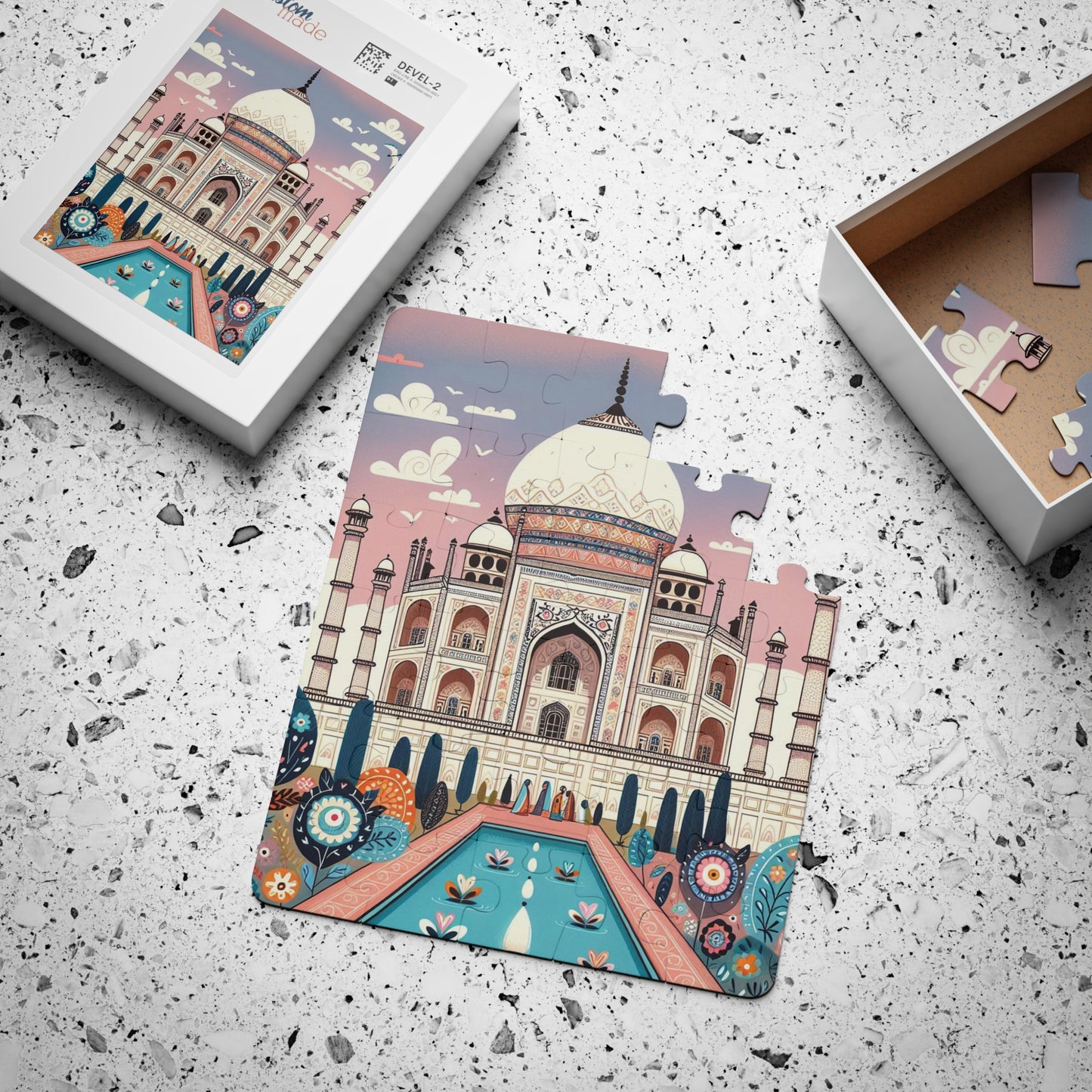 Kids' Puzzle, 30-Piece - Taj Mahal India Geography Educational Game, Seven Wonders Jigsaw Puzzle, Fun Kids Activity, Homeschool Learning