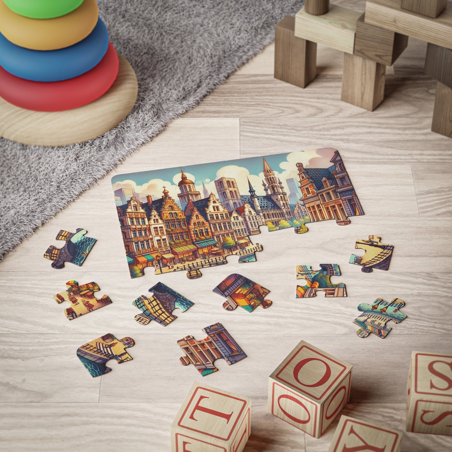 Kids Puzzle, Brussels Belgium Geography Educational Game Gift, 30-Piece. Fun Learning Activity, Travel Theme Toy, Geography Lover Present,