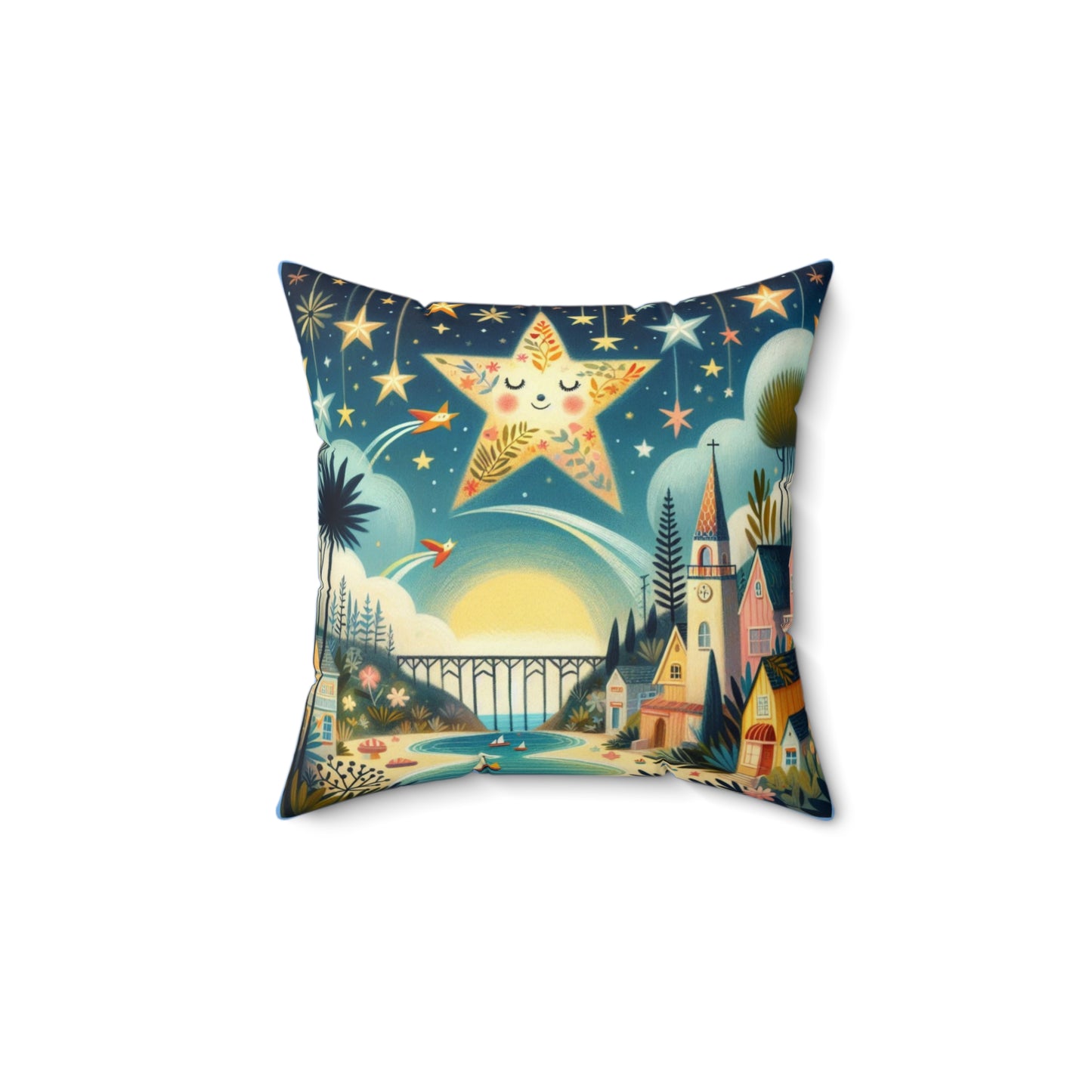 Laguna Beach, California, Twinkle Twinkle Little Star, Nursery Rhyme, Square Pillow, Library, Book Nook, Reading Corner, Decor Square Pillow
